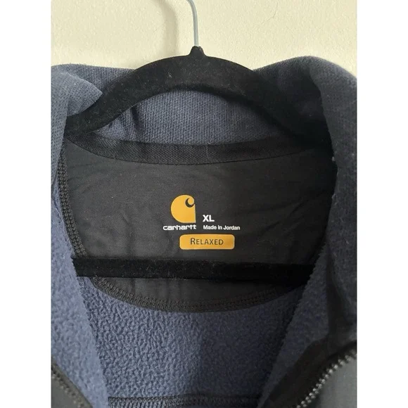Carhartt Jacket Full Zip Relaxed Fit Fleece Mens XL Blue‎ Black Outdoor - Picture 2 of 5